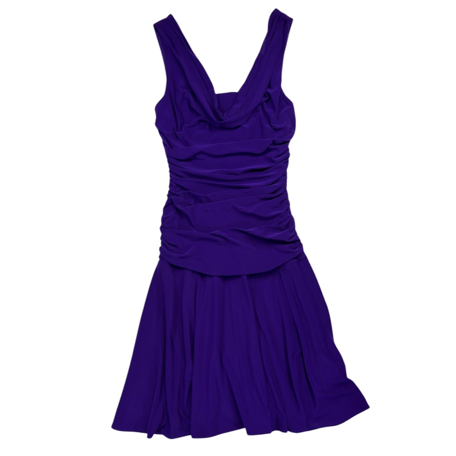 Nwot Nightway Ruched Cocktail Dress 8 Purple Cowl Neck Sleeveless Evening Party